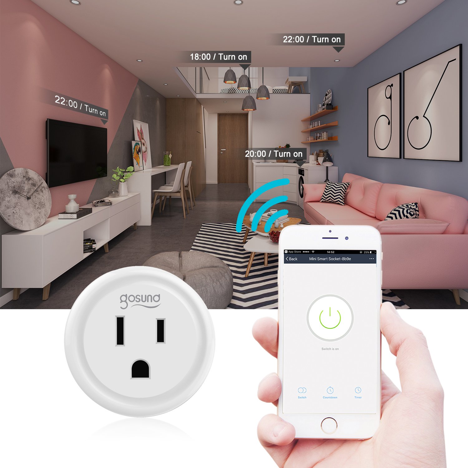 Mini Smart Plug Outlet Works with Amazon Alexa Google Assistant IFTTT, No Hub Required, ETL and FCC Listed Wifi Enabled Remote Control Smart Socket by Gosund